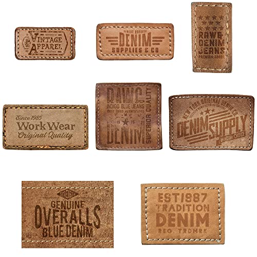 8 Parches termoadhesivos para la ropa. Apliques serigrafiados para planchar sobre camisetas, bata escolar, jeans, chaquetas. Diseño de moda: Denim, Denim Blue, Vintage - REF. 6499-U8