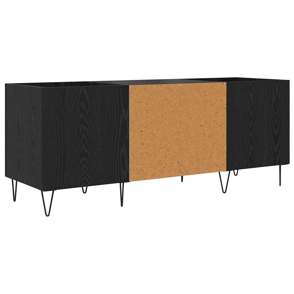 Armario para discos de vinilo negro efecto roble 121 x 38 x 48 cm con espacio de almacenamiento para sala de estar, medios, TV, alta fidelidad, CD, DVD, gestión de cables, estantería