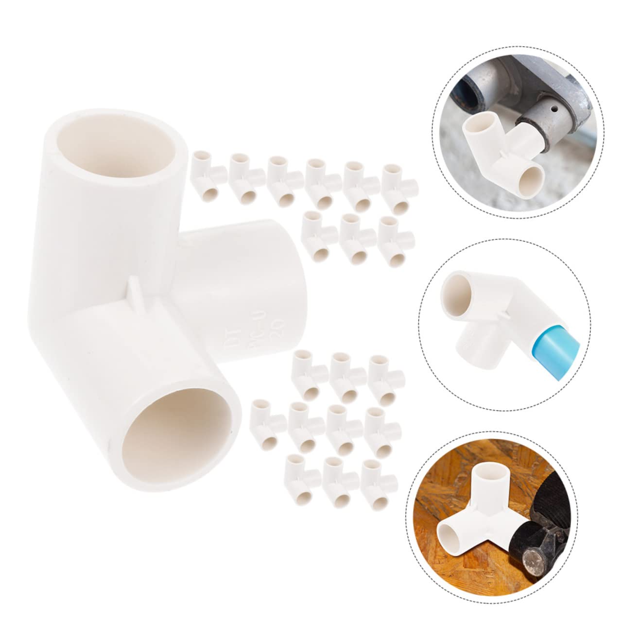 Connettore Tubo a T in Pvc Bianco 20 Pezzi per Strutture