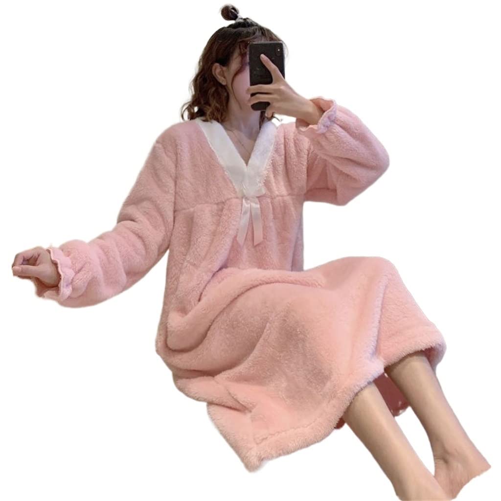 Pyjama chaud femme velours rose manches longues pour l'hiver