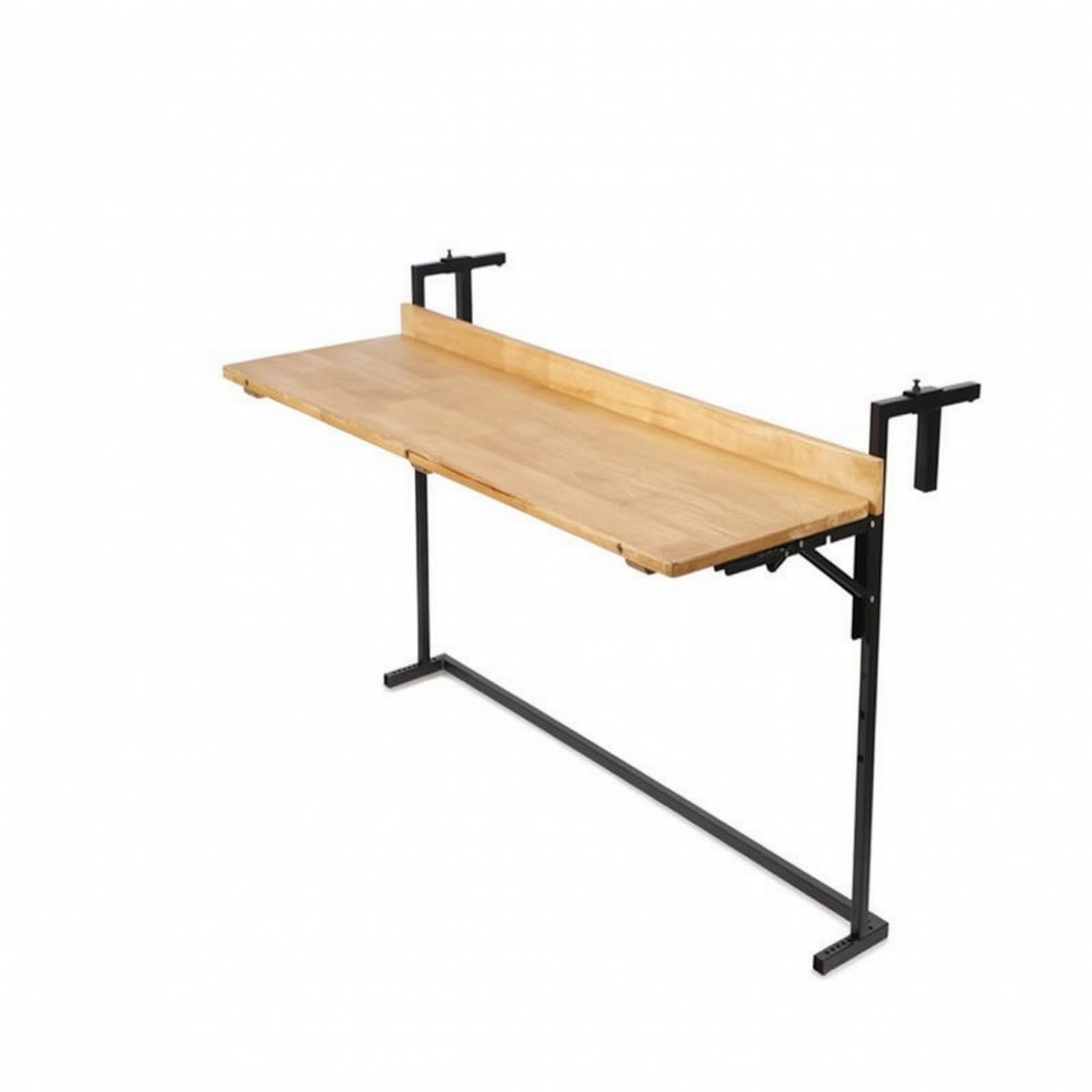 Bancone da Balcone Pieghevole Tavolo da Ringhiera Mensola Pieghevole per Esterno Tavolo Compatto in Legno E Metallo Clamp Regolabile Adatto per, 90CM