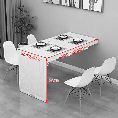Table pliante murale en bois massif LUNEZY, bureau télescopique avec 6 couleurs et 8 tailles - 4