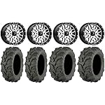 Bundle-9-Items-MSA-Machined-Brute-14-ATV-Wheels-27-Mud-Lite-XTR-Tires-4x156-Bolt-Pattern-38x24-Lug-Kit
