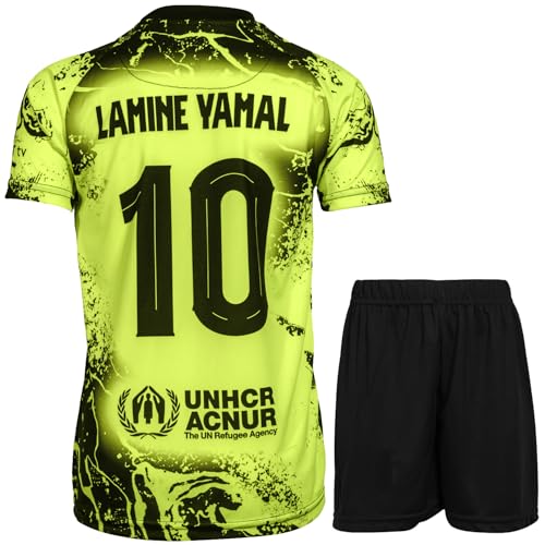 Hawkara Yamal #10 Kinder Sonderausgabe Trikot mit Kurz, Fußball Trikot Set Jugendgrößen (Gelb,140)