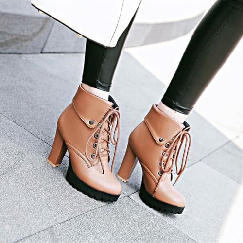 Image of FOREADA Goth Boots Chunky Heel Boot For Women Ankle Combat Booties Black Platform Bootie Buckle Rivets Punk Goth Shoes With Zipper