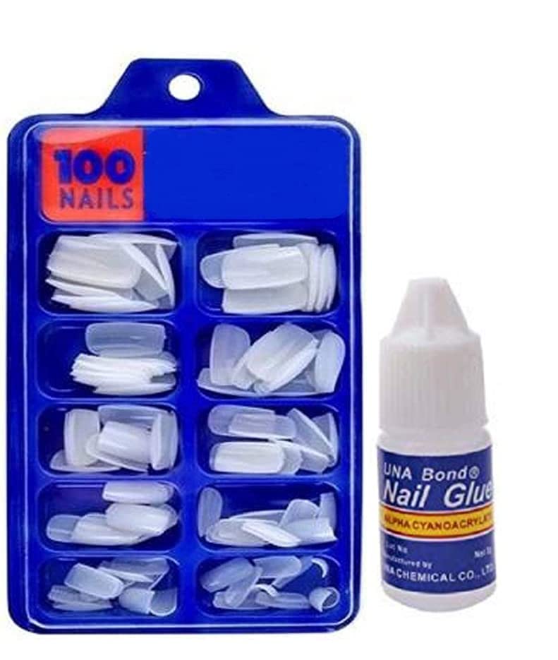 Calitate24 Artificial Nails Set With Glue Acrylic Fake Nails Set Of 100 Pcs and Artificial Nail Glue 3gm Artificial Nails-image-4