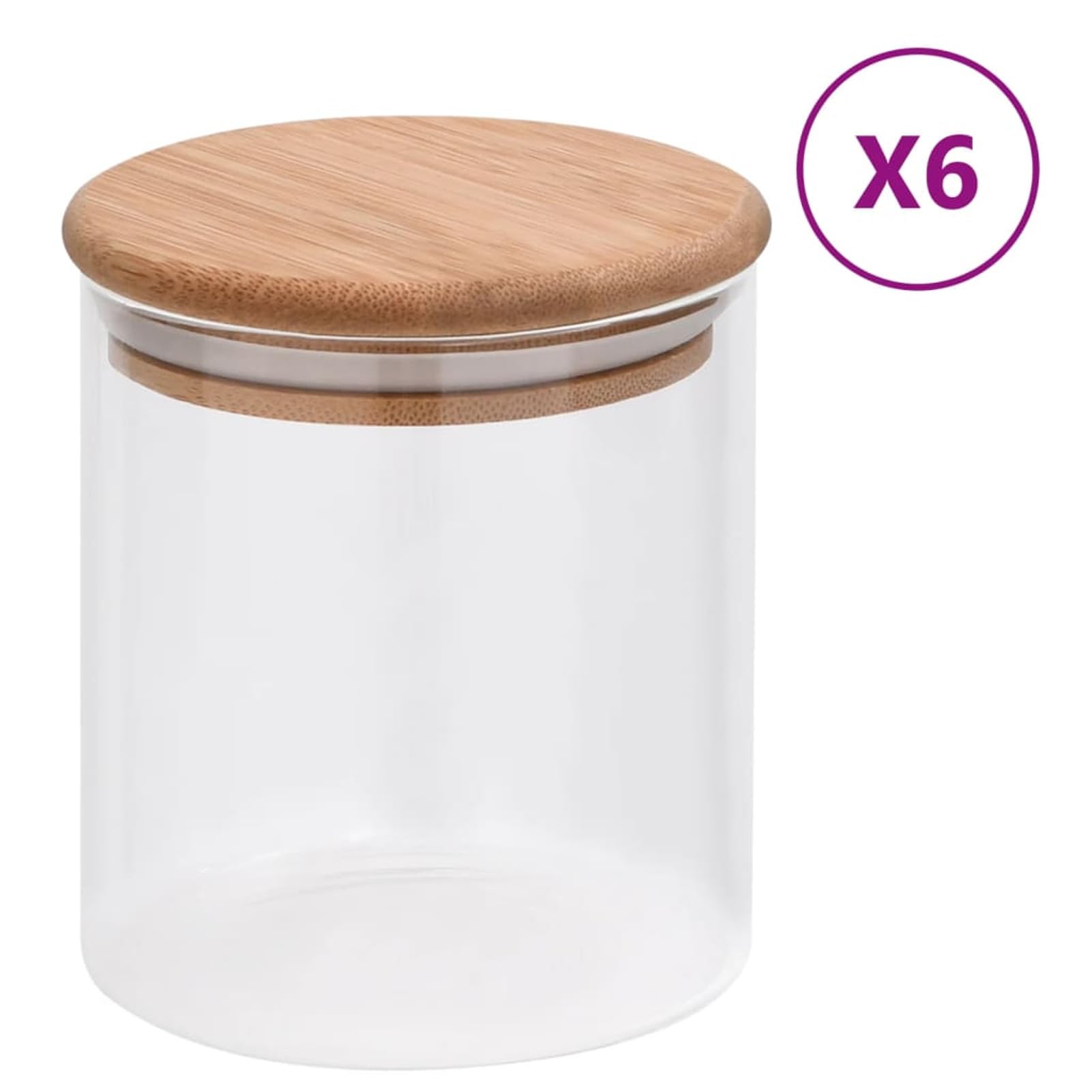 Tarros de almacenaje con Tapa de bambú 6 Unidades 600 ml, Tarros De Cristal con Tapa, Botes Cocina Almacenaje, Frascos De Vidrio, Botes para Especias Cocina