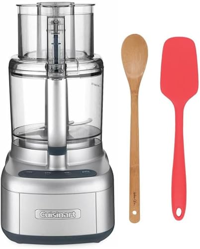 Cuisinart FP-11SV Elemental Procesador de alimentos de 11 tazas (plateado) con cuchara de bambú de cocina asiática y espátula de silicona para
