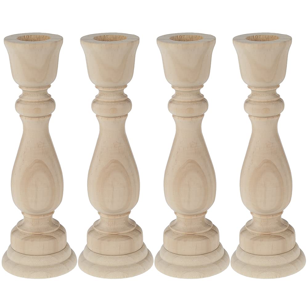 Tzrofpl Unfinished Candle Holders Wooden Candlestick Classic Farmhouse Candlesticks for Pillar Candles Unpainted Candle Stand for Home Wedding Party Decoration and DIY Crafts