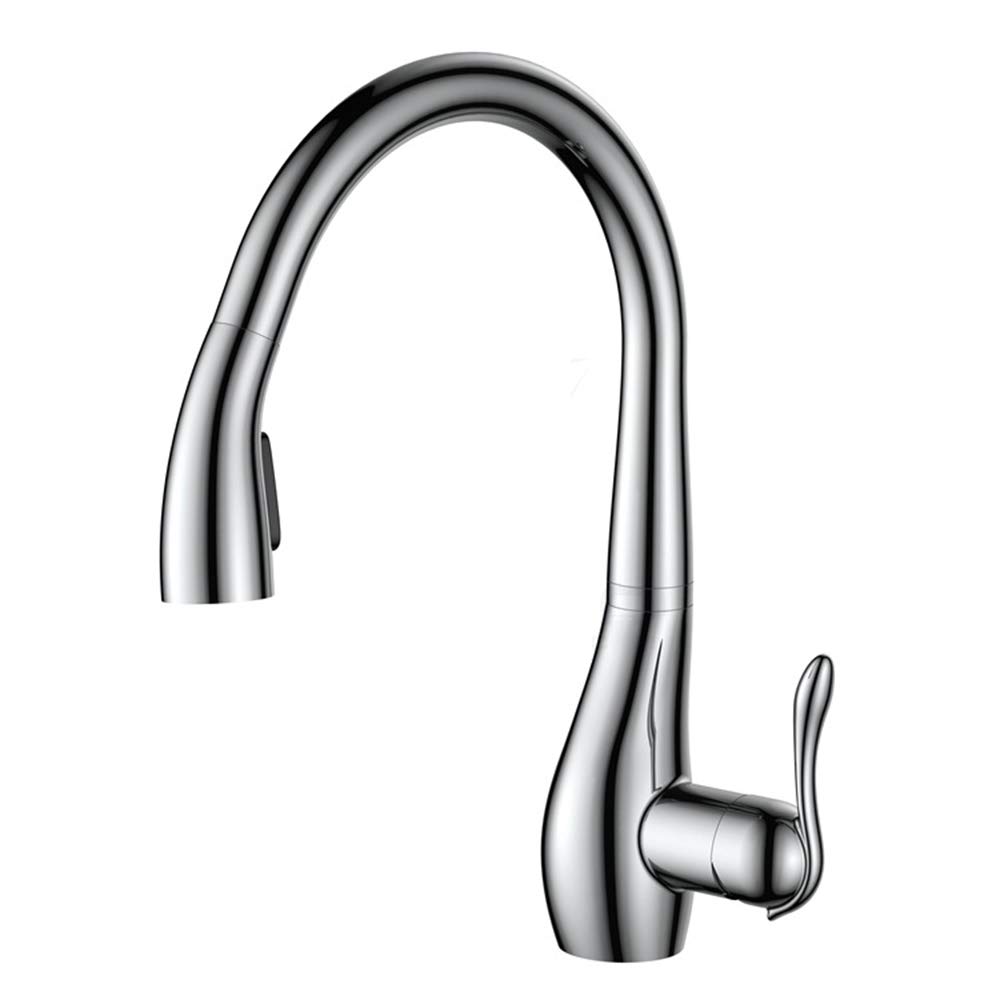Robinet de cuisine avec 2 modes de pulvérisation extractible mitigeur d'évier chromé rotation 360