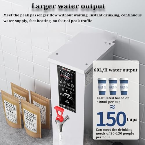 Caldera comercial de agua caliente negra de acero inoxidable con panel digital 5