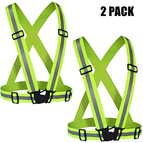 Reflective Vest (2 Pack) Lightweight,Adjustable & Elastic Safety & High Visibility for Running