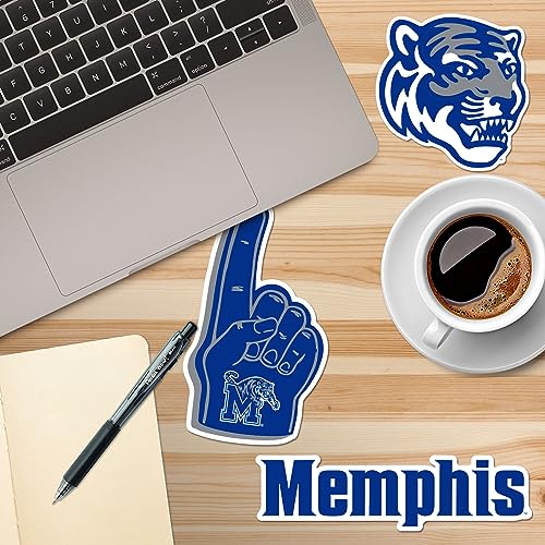 Image of University of Memphis 8ct Vinyl Large Deluxe Stickers Variety Pack - Laptop, Water Bottle, Scrapbooking, Tablet, Skateboard, Indoor /Outdoor - Set of 8