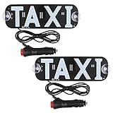 sdoot Taxi Sign LED Light, 2 Pack Taxi LED Light Sign Logo, Light Up Taxi Sign Flashing Hook on Car Window with DC12V Car Charger Inverter for Driver - Blue