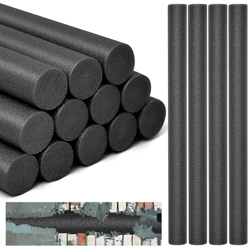 Image of Leyndo 12 Pcs 1.5 inchx 25.4 inch Long Backer Rod Closed Cell Caulking Filler Rope Concrete Crack Filler Expansion Joint Strips Caulk Saver Foam for Joints Crack Filling(Black)