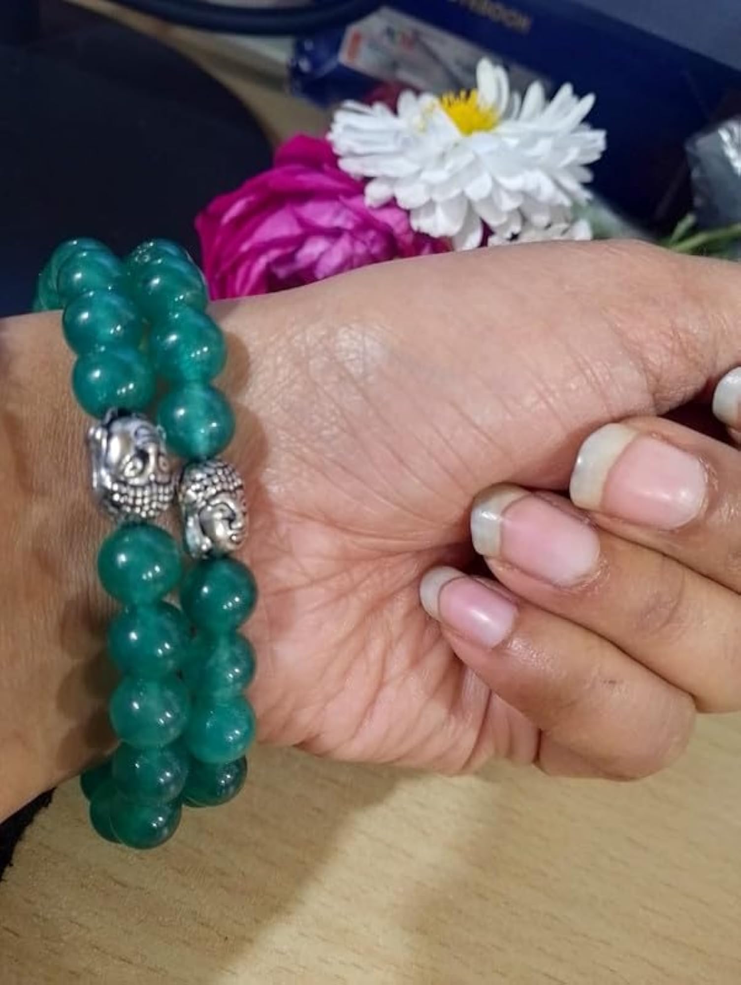 Women's Natural Emerald Stone Bracelet, Handmade Panna