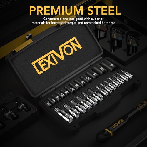 Image of LEXIVON Master Torx Bit and Socket Set, Premium S2 Alloy & Cr-V Steel | 25-Piece, Bit Socket T8-T60 & E-Torx E4-E22 | Heavy-Duty Storage Case (LX-148)