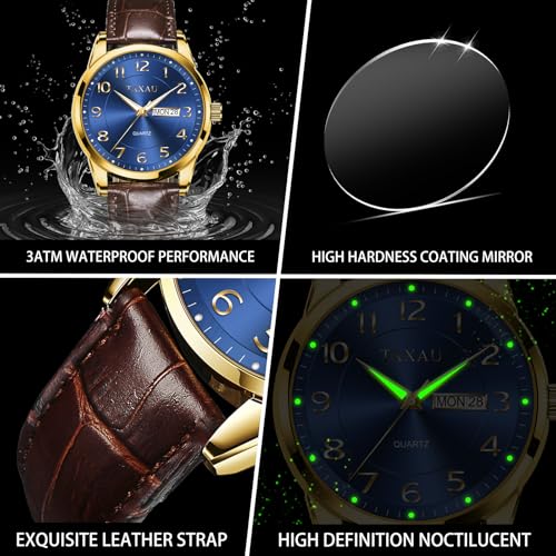 Klassische Lederuhren für Männer Analog Quartz Big Dial Luxus Armbanduhren Wasserdicht Luminous Day Date Reloj para Hombre – Bild 6