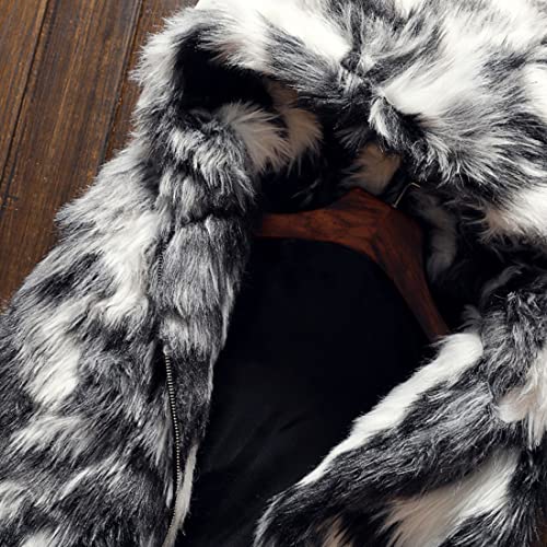 Men`s Luxury Faux Fur Hoodie Coats Sleeveless Jacket Vest With Hood3