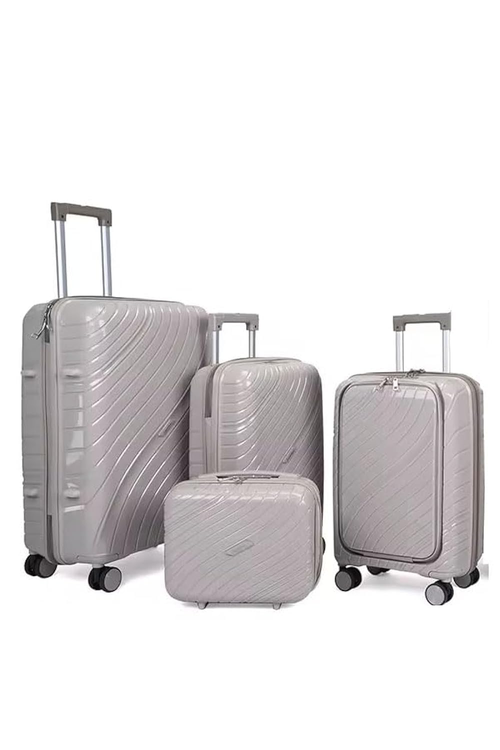 Suitcase Set of ROYAL TRAVEL 4 Hard Shell Luggage Set With Spinner Wheels & 3 Digit Number Lock-Set of 4 Trolley Bags and Cosmetic Bag (20/24/28/14 Inches) (PP28BEIGE)