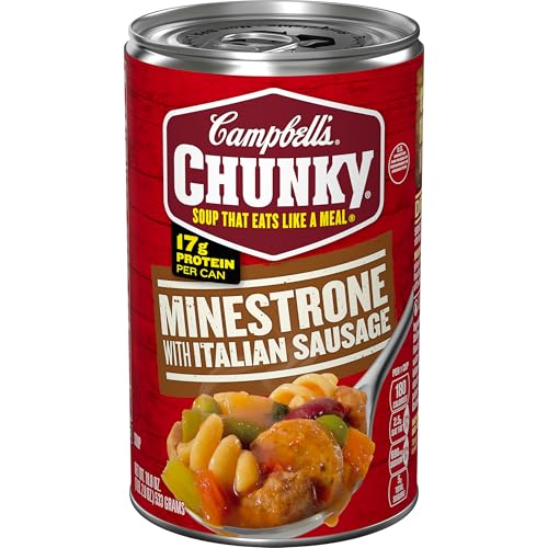 Campbell’s Chunky Soup, Minestrone with Italian Sausage Soup, 18.8 Oz Can