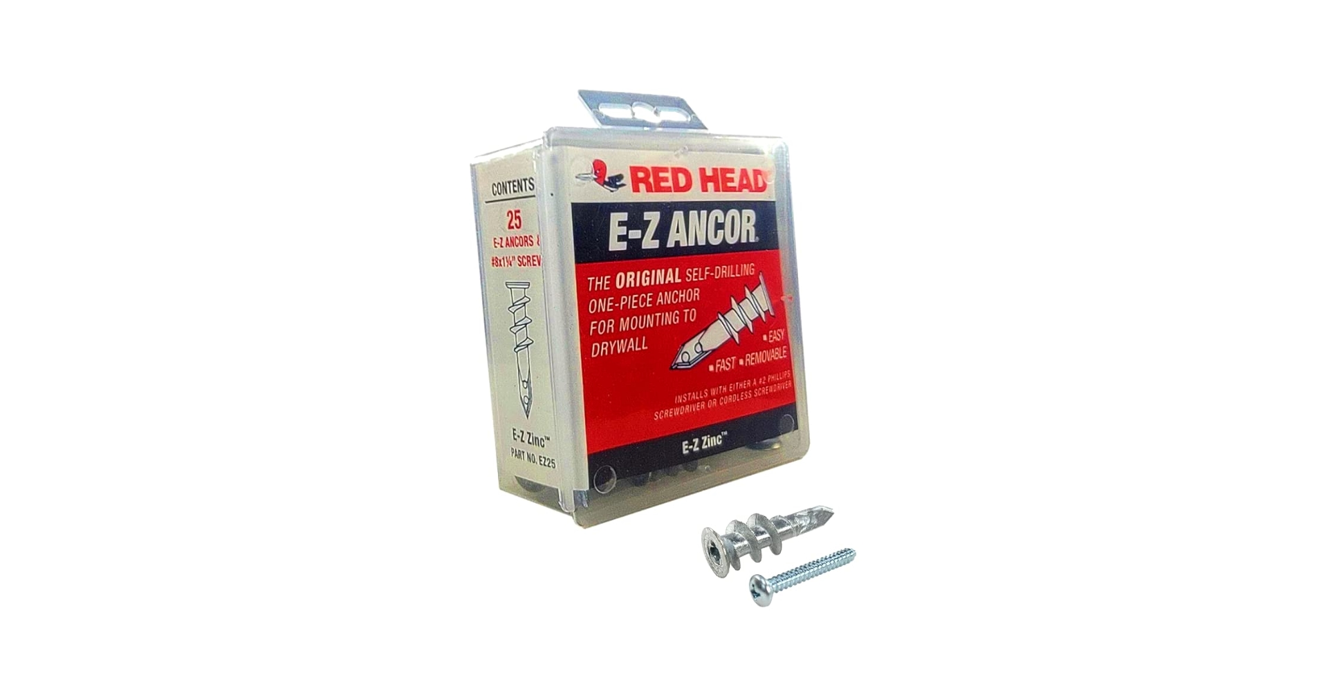 あろん E-Z Ancor 25 Qty Red Head EZ Ancor Zinc Metal Self Drilling