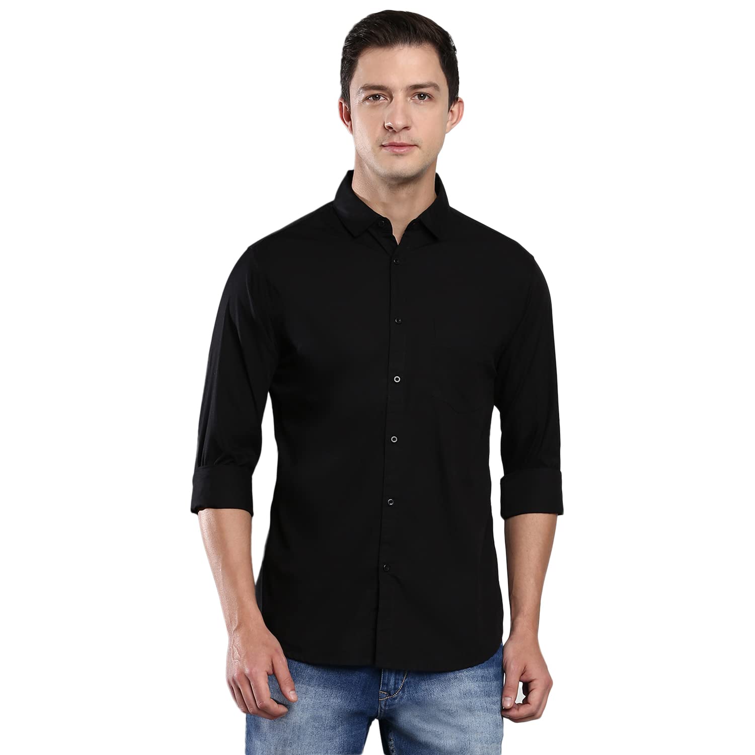 Dennis LingoMen Cotton Solid Slim Fit Casual Shirts