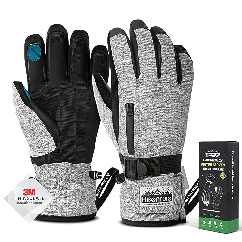 HIKENTURE Winterhandschuhe Herren Damen, 3M Thinsulate Skihandschuhe, Wasserdichte Handschuhe Winter Warm, Winddichte Touchscreen Snowboardhandschuhe für Skifahren,...