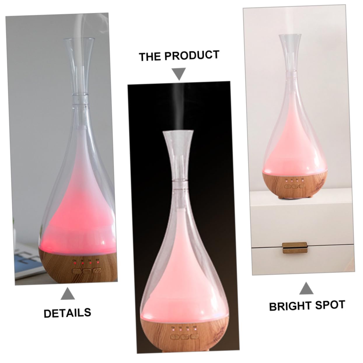 Amosfun 1pezzi Diffusore di Oli Essenziali Design Umidificatore da Casa per Aromaterapia e Profumo Decorazione Portatile Effetto Legno