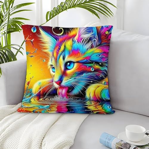 IXUEOUUXC Cat Funda De Almohada 3D Funda Almohada Suave Decoración del Hogar Bedding Paquete De 2 Regalo 40x40cm