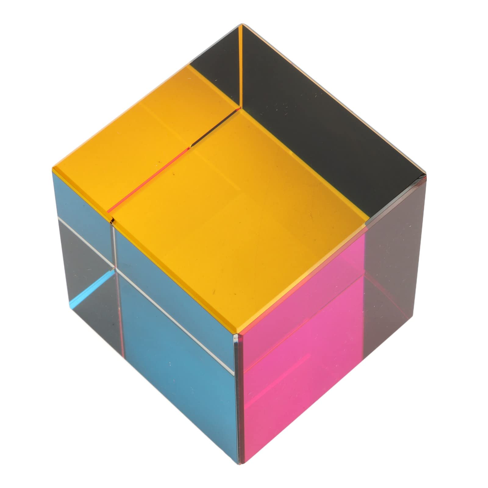 Prisma óptico de Cubo de Color, Cubo de Vidrio de 6 Caras Que refracta la luz, Ideal para decoración del hogar y como Juguete Educativo de física; CREA Patrones de arcoíris con la (60mm)