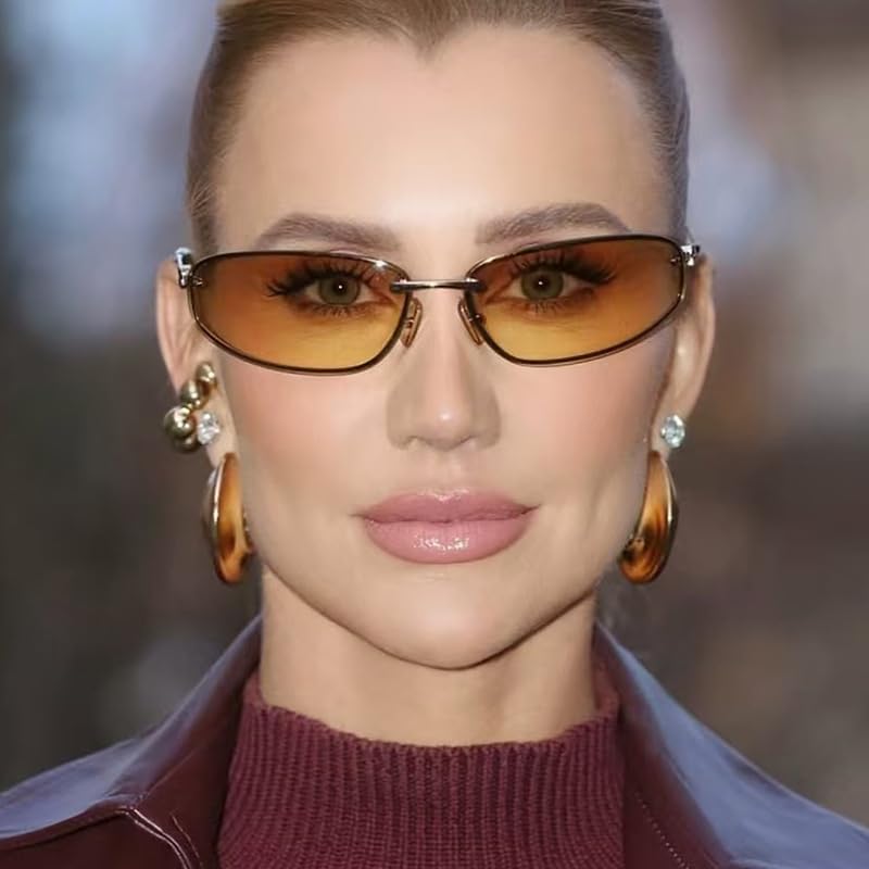 Dollger Y2K Sunglasses Women Trendy 2000s Wrap Around Metal Accessories Sun Glasses 90s Rectangle Cyber Fashion Cool Shades - Image 4