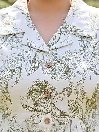 Image of Indietoga Women Plus Size Floral Print Cotton Midi A-line Dress (XL to 7XL)