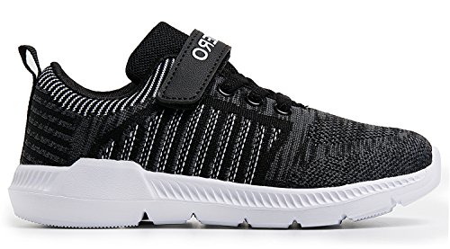Vivay Boys Tennis Shoes Kids Sneakers Athletic Running Walking Sneakers for Little Kid and Big Kid (2D Black/White,Size 2.5 Little Kid)