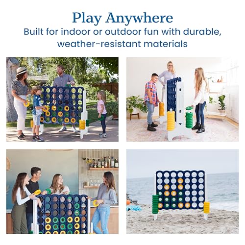 Image of ECR4Kids Jumbo 4-to-Score Giant Game with 42 Rings and Reset Sliders, Kids Games, Blue /Gold