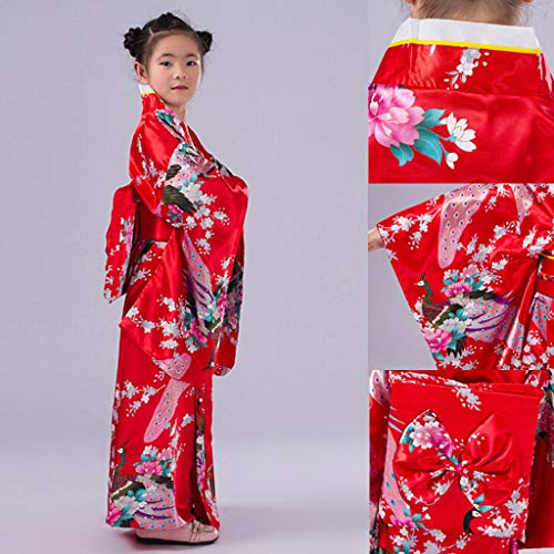 KAGAYD Toddler Baby Girls Japanese Outfits Kids Prints Long Sleeve Kimono Robe Traditional Holiday Dress4