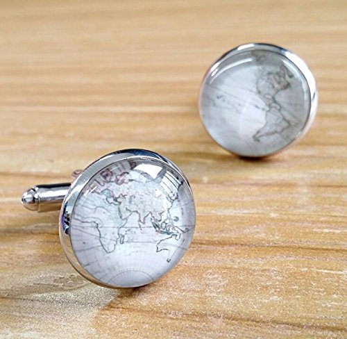 LBFEEL Vintage Global World Map Cufflinks for Men with a Gift Box