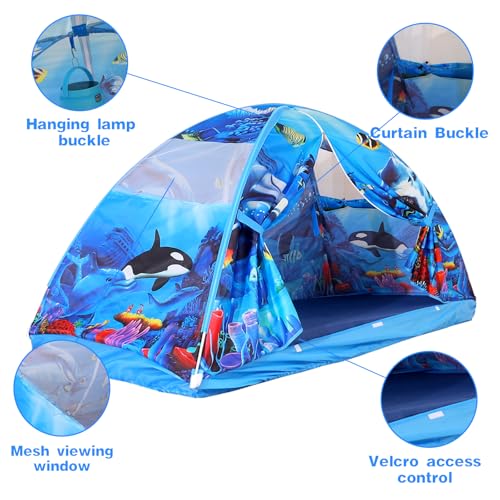 Image of Kid Bed Tent -Twin Play Tent Dream Playhouse for Bedroom Decor Indoor Games Twin Size Bed Canopy by CRAWLBO