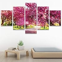 SIGNWIN 5 Panel Canvas Wall Art Modern Art Multicolor Nature Photography Relax/Calm Romantics Waterfall for Home Decorations Ready to Hang - 60