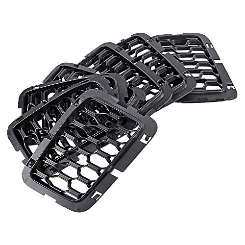 Image of Matte Black Front Honeycomb Mesh Grille Inserts Compatible with 2017-2020 Jeep Grand Cherokee