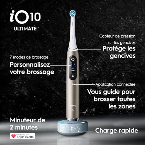 Oral-B iO Series 10 Elektrische tandenborstel/elektrische tandenborstel, incl. 1 opzetborstel, 1 iO Sense snellaadstation, 1 oplaad-reisetui, 1 opzetborstel-etui, lunar gold - Afbeelding 3