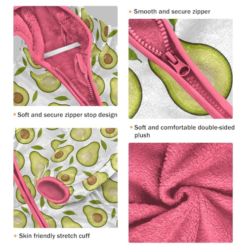 Avocado Toddler Fleece Jacket Baby Girls Hooded Zipper Long Sleeve Thick Warm Outerwear 3-10 Years3