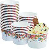 TYPTOP Premium Paper Ice Cream Cups, 50-Pack 8 oz Disposable Dessert cups for Hot and Cold, 8-ounce Sprinkle design