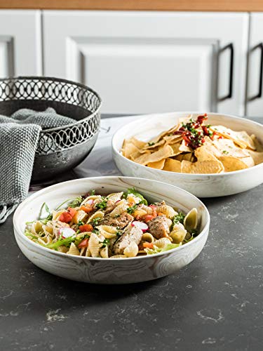 Yhosseun Ceramic Salad Bowl,10-Inch Porcelain Serving Bowls For Pasta Fruit Snacks, 1.9 Quarts Large Stackable Dinner Serving Bowl Set Of 2, Brown #TOP4