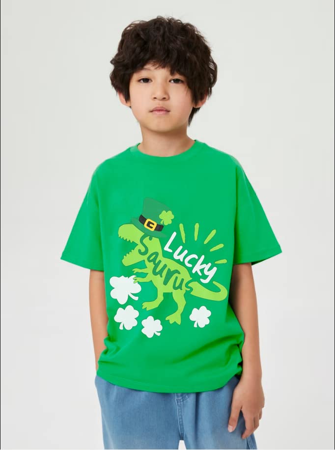 Kids St Patricks Day Shirt Green Shamrock Lucky Tees Summer Short Sleeve T-Shirt Saint Patrick's Day Top 2-7 Years2