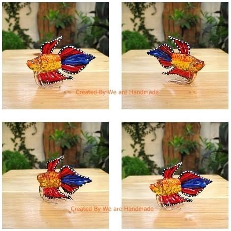 Handmade Mini 2" Blown Glass Fighting Fish Figurines Figures Art,Collectible Dollhouse Gift Ideas,Miniature Aquatic Animals,Tiny Ornament Cool Stuff Decor No.1 image 4