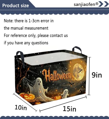 Image of Sanjiaofeng Rectangular Halloween Ghost Storage Basket,Trick or Treat Halloween Basket for Kids,Halloweens‌ Party Candy Gift Baskets(Mysterious Ghost)
