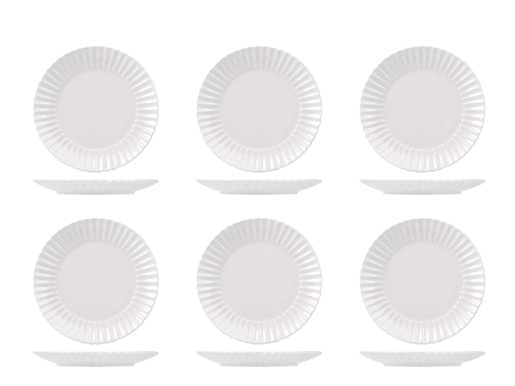 H&H Set of 6 White Lotus Fruit Plates 21 cm