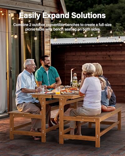 image for YEFU Convertible Bench Picnic Table: HIPS Convert a Bench with Umbrell