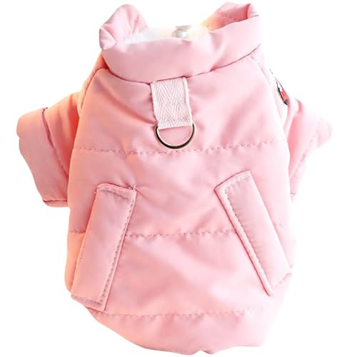 ICOUCHI 犬服 ペット服 コート ダウン 裏起毛 かわいい ドッグウェア 冬の犬のジャケット 小中型犬 子犬 猫 洋服 あたたかい 防寒 チワワ服 厚い お散歩 お出かけ (S,ピンク)
